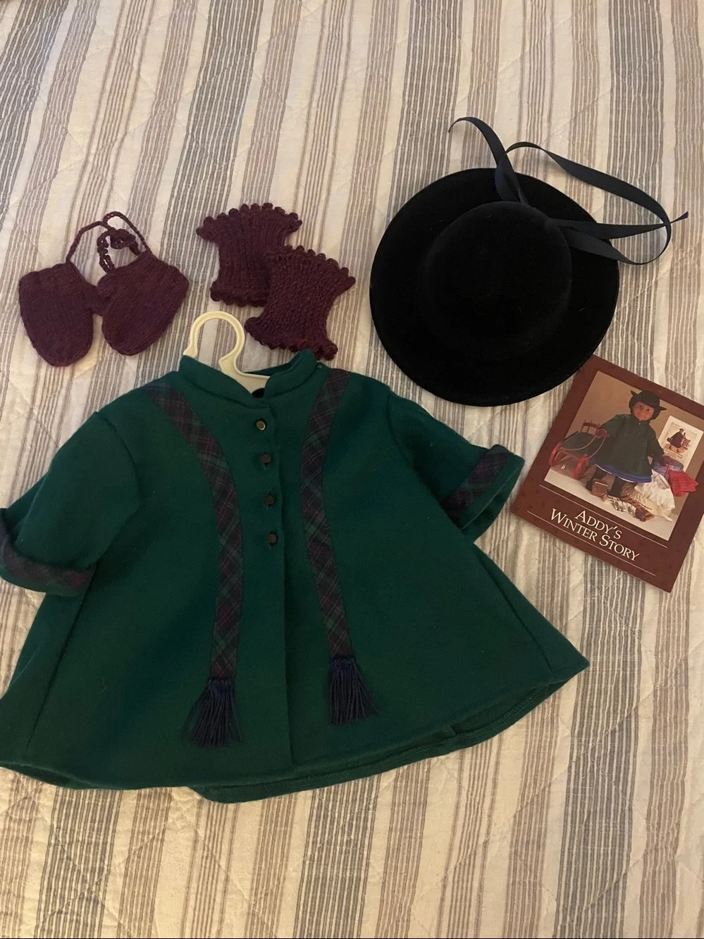 American Girl Addy’s Winter coat, mittens & hat